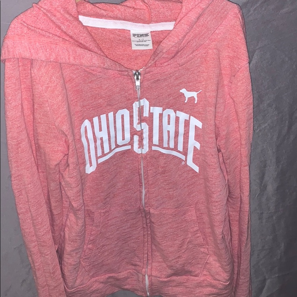 Ohio state pink sweater zip up